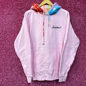 Clickbait Tie Dye Hood Embroidered Logo Hoodie size Medium